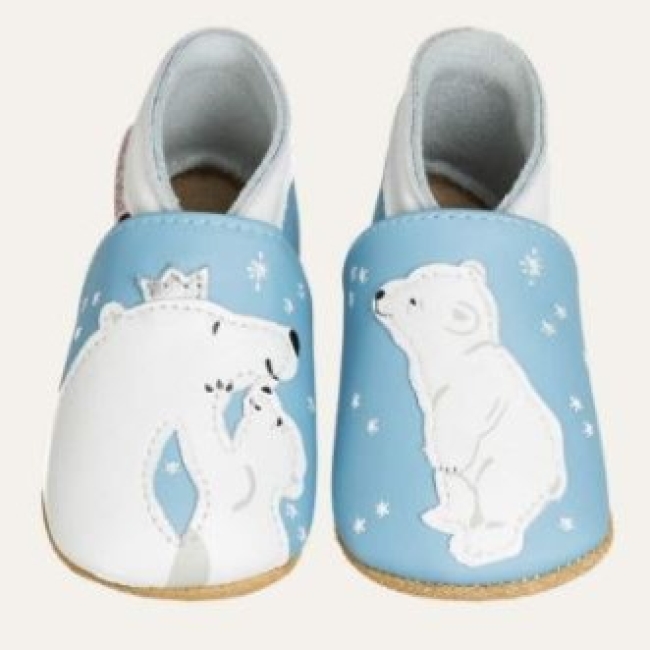 Chaussons bébé cuir souple Ours câlin