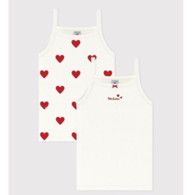 Lot de 2 chemises à bretelles cœur petite fille en coton