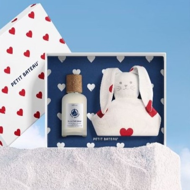 Coffret cadeau parfum bébé 50ml & doudou cœur 