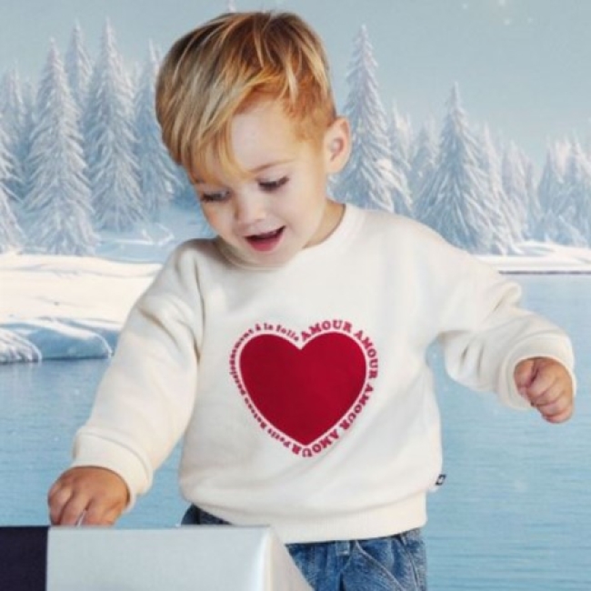 Sweatshirt bébé en coton motif cœur