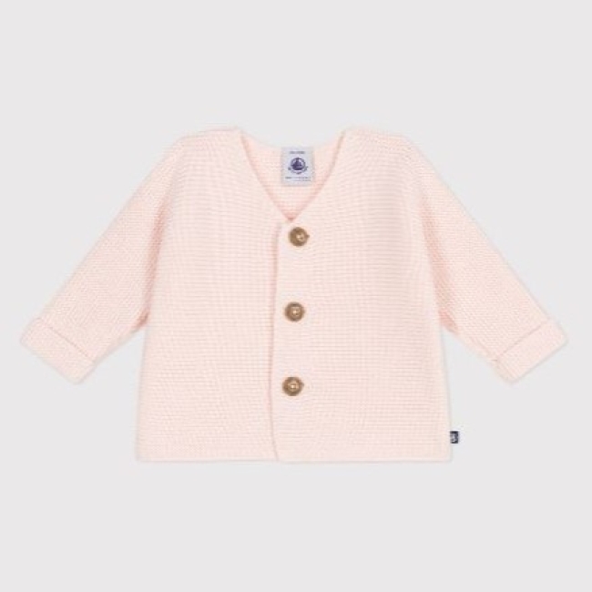 Cardigan bébé tricot point mousse en coton