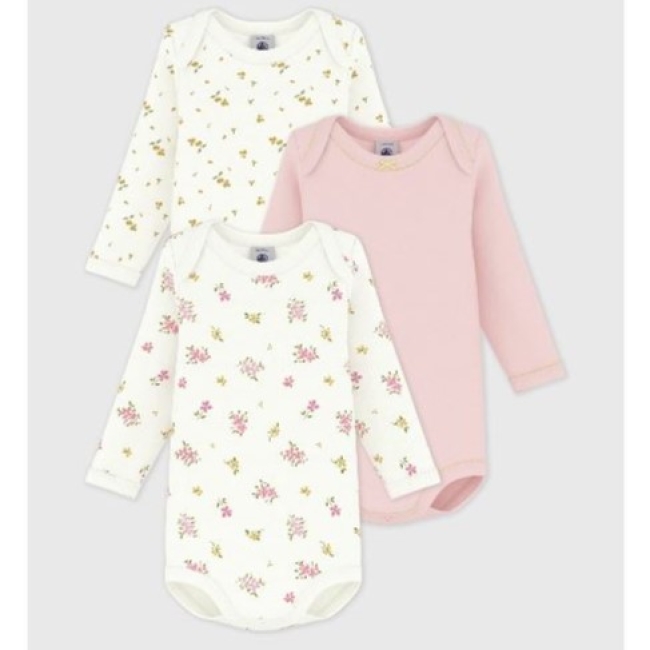 Lot de bodies manches longues en coton imprimé fleuri bébé