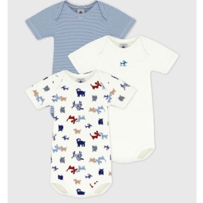 Lot de bodies manches courtes en coton imprimé chiens bébé