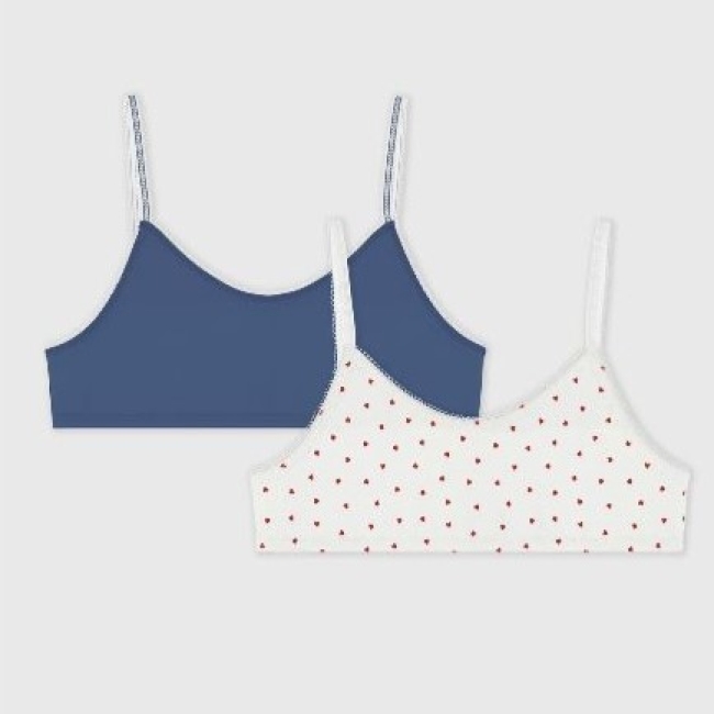 Lot de brassières enfant en coton et élasthanne imprimé cœurs