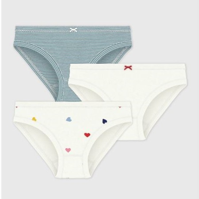 Lot de culottes enfant en coton imprimé cœurs