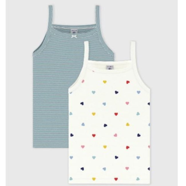 Lot de débardeurs enfant en coton imprimé cœurs