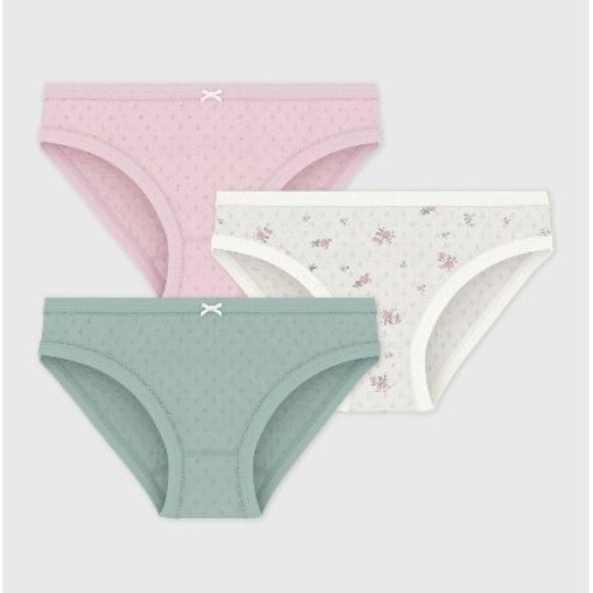 Lot de culottes enfant en coton ajouré imprimé fleuri