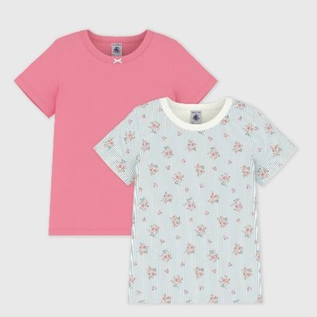 Lot de tee-shirts enfant en coton manches courtes imprimé fleuri