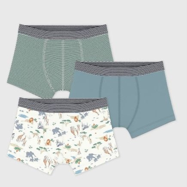 Lot de boxers enfant en coton imprimé savane