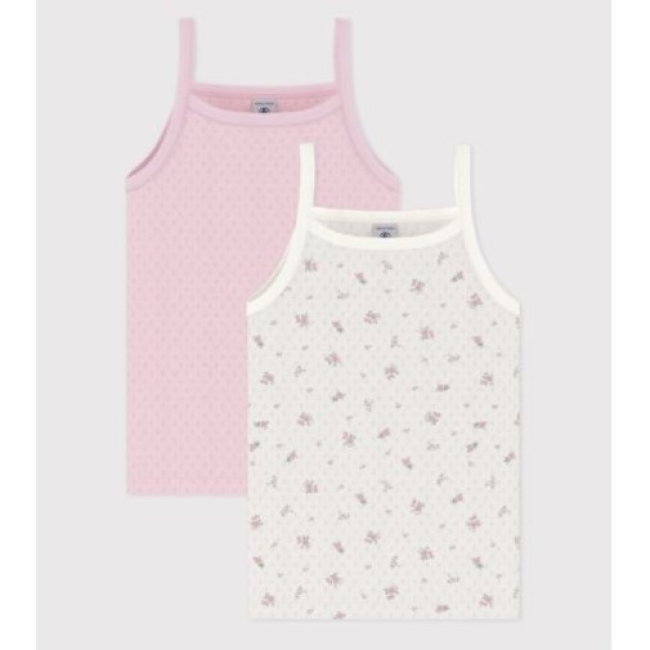 Lot de débardeurs enfant en coton ajouré imprimé fleuri