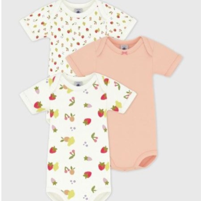 Lot de bodies manches courtes en coton imprimé fruits bébé