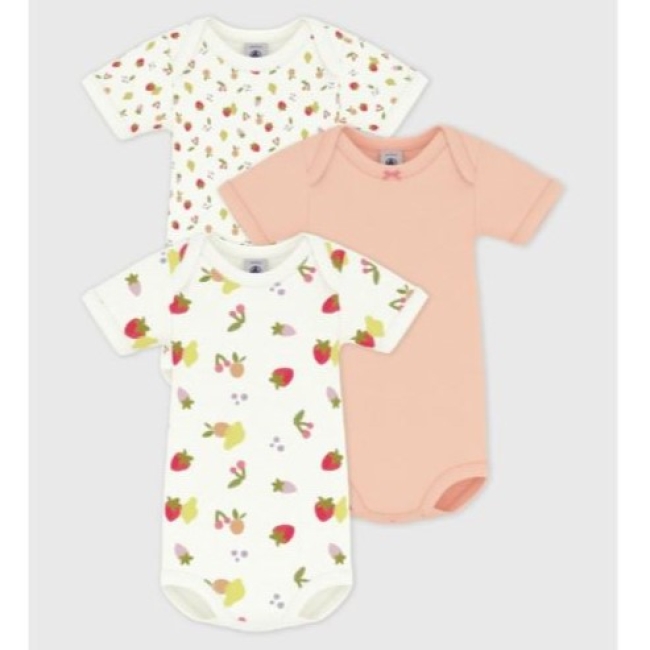 Lot de bodies manches courtes en coton imprimé fruits bébé