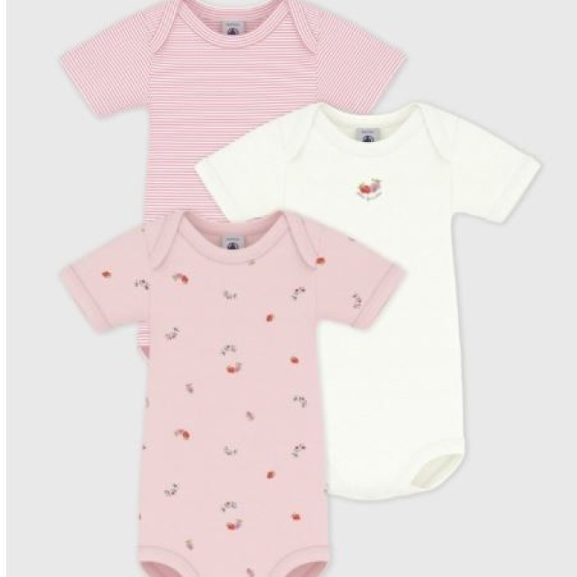 Lot de bodies manches courtes en coton imprimé fleuri bébé
