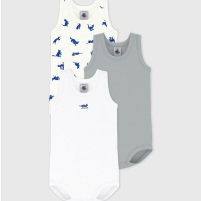 Lot de bodies sans manches en coton imprimé chat bébé