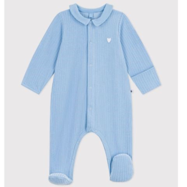 Pyjama bébé en velours à col uni
