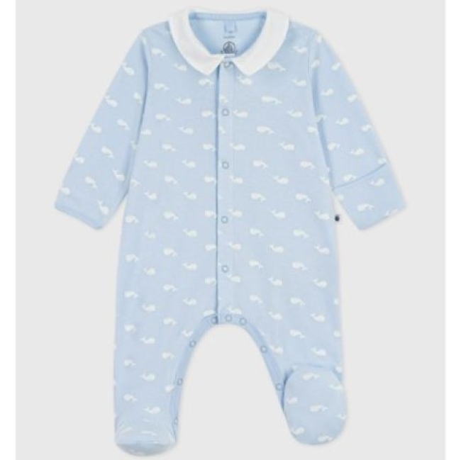 Pyjama bébé en coton à col imprimé baleine