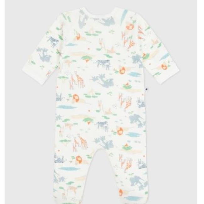 Pyjama bébé en coton avec zip imprimé savane