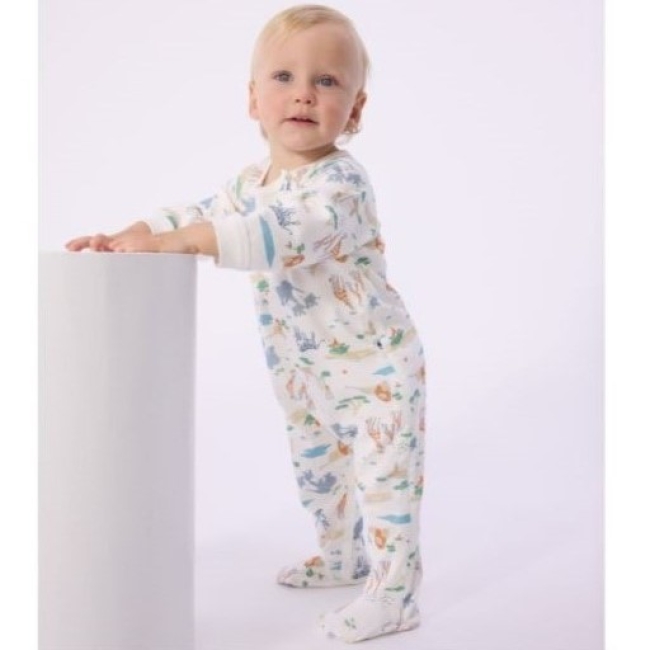 Pyjama bébé en coton avec zip imprimé savane