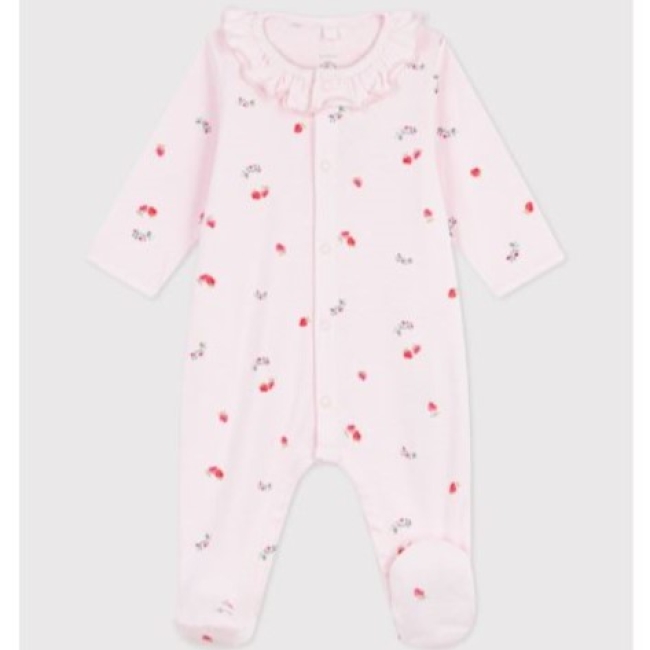 Pyjama bébé en coton à col fleuri