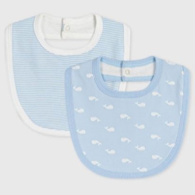 Lot de bavoirs bébé en coton imprimé baleine