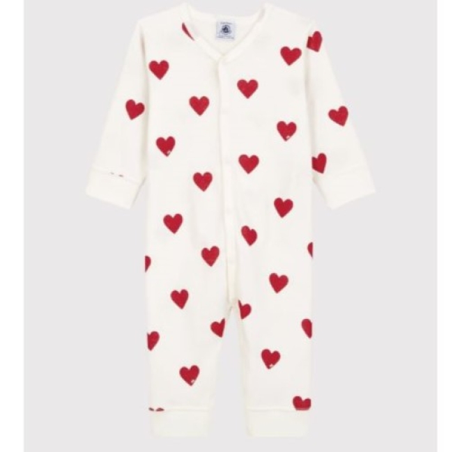 Dors-bien sans pieds cœur bébé en coton