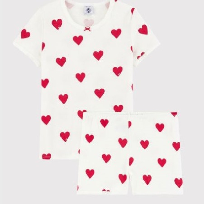 Pyjacourt cœur petite fille en coton