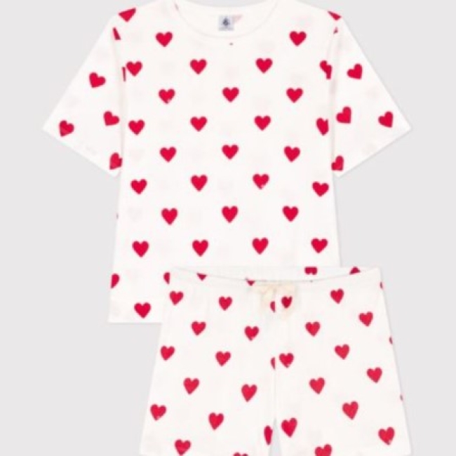 Pyjacourt cœur en coton femme
