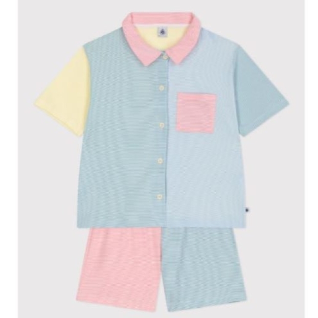 Pyjama short boutonné femme en coton à rayures