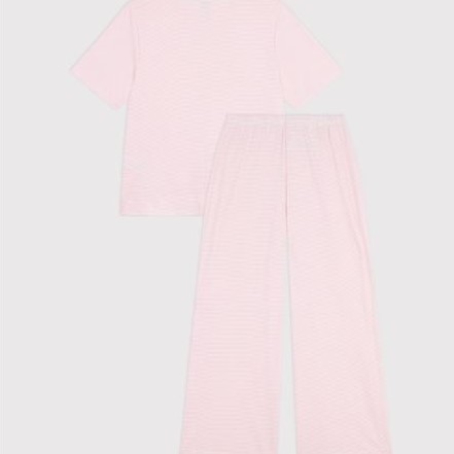 Pyjama femme en coton jambes larges à rayures