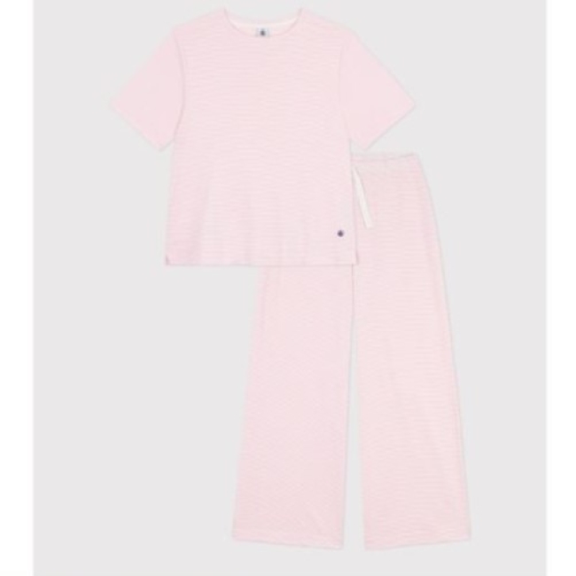 Pyjama femme en coton jambes larges à rayures