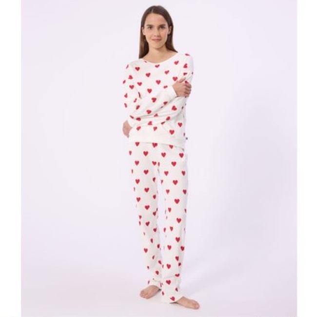 Pyjama femme en coton imprimé cœurs