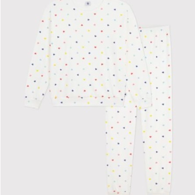 Pyjama femme en coton et élasthanne imprimé cœurs