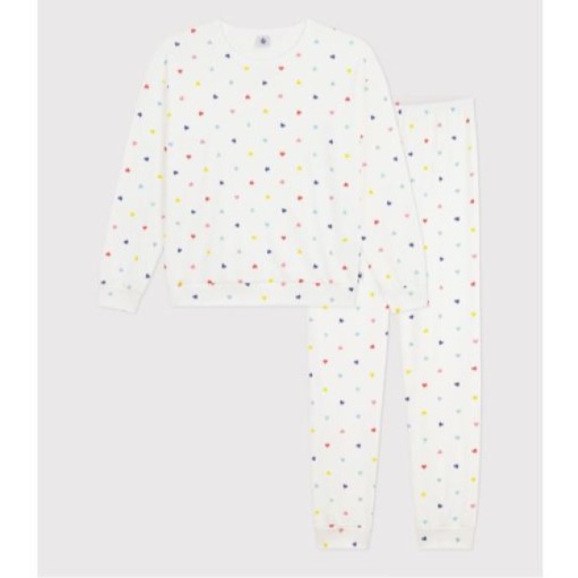 Pyjama femme en coton et élasthanne imprimé cœurs