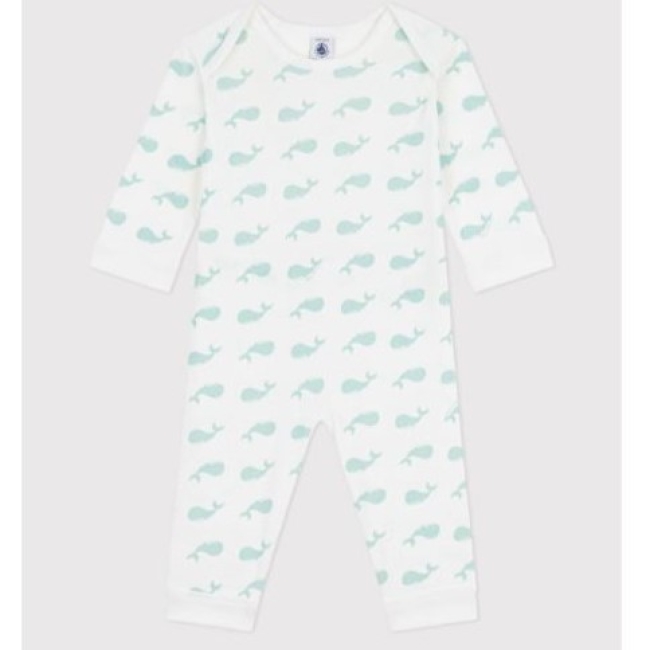 Pyjama bébé en coton sans pieds imprimé baleines
