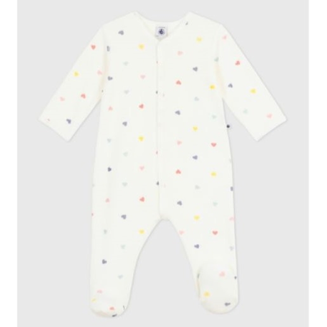 Pyjama bébé en velours imprimé cœurs