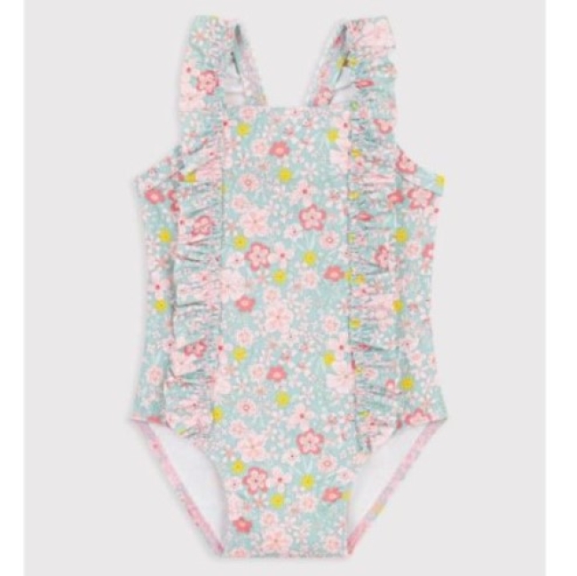 Maillot de bain bébé une pièce à volants, imprimé fleurs