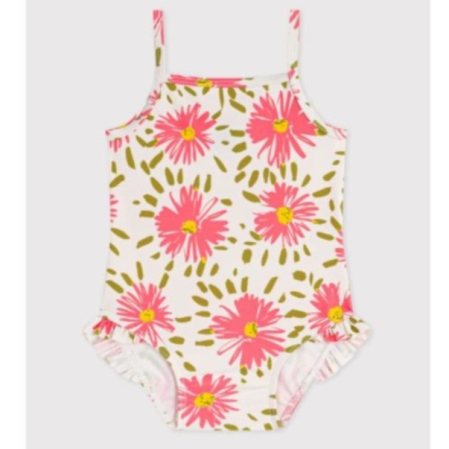 Maillot de bain bébé une pièce à volants, imprimé fleurs