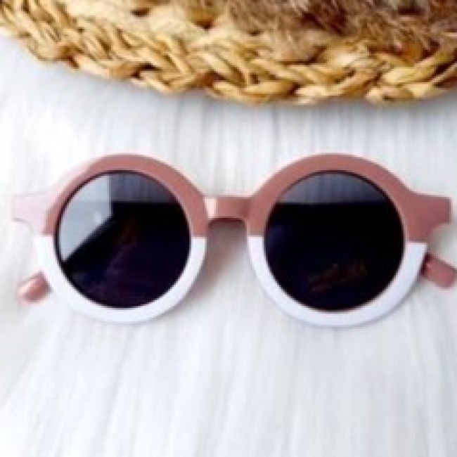 Lunettes de soleil pour enfant rétro marron/blanc 