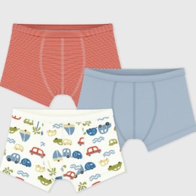 Lot de boxers enfant en coton à ceinture colletée imprimé