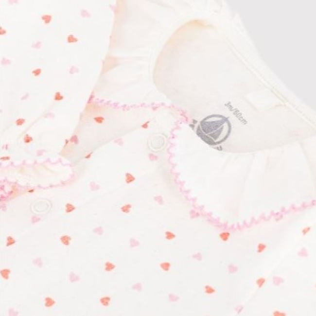 Pyjama bébé en tubique imprimé à cœurs