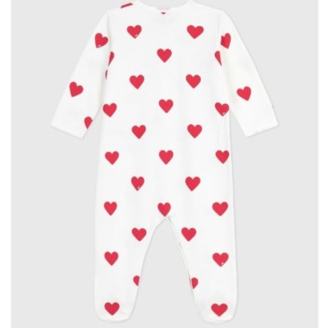 Pyjama bébé en molleton gratté à col imprimé cœurs