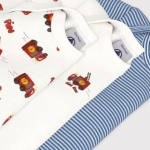 Lot de bodies manches longues en coton imprimé pompier bébé