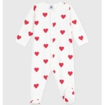 Pyjama bébé en molleton gratté à col imprimé cœurs