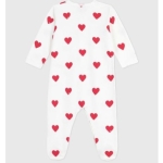 Pyjama bébé en molleton gratté à col imprimé cœurs